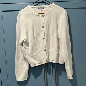 J.Crew Ivory Cardigan with Gold Accents